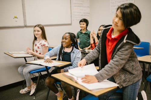 Free Students Smiling Inside the Classroom Stock Photo