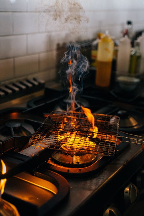 Close-Up Shot of Cooking Using a Portable Grilling Basket