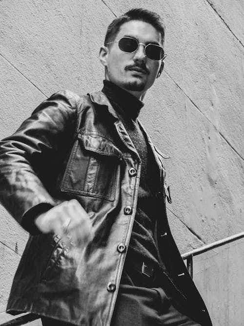 Free stock photo of black and white, black leather jacket, motion blur