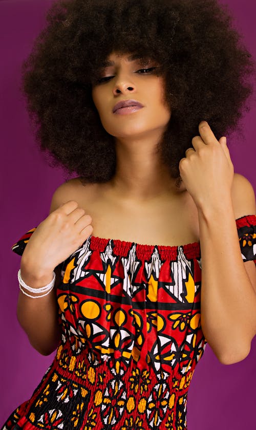 Free Portrait of a Woman with Afro Hair Stock Photo