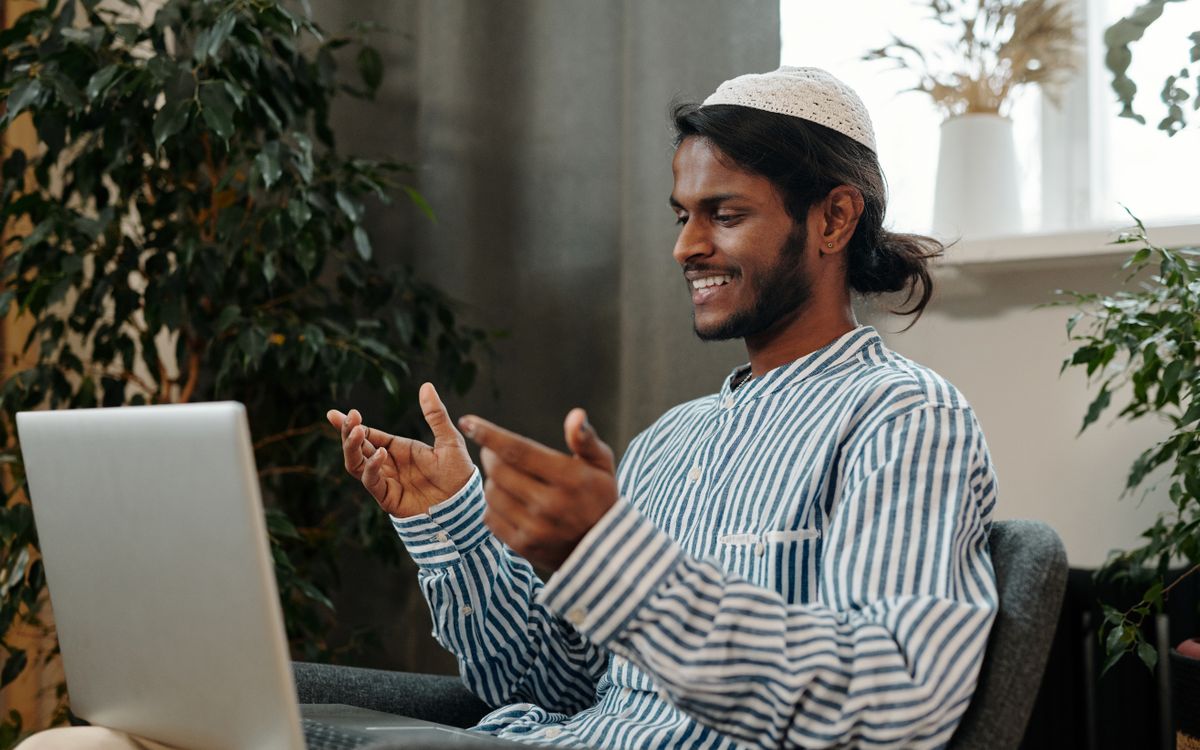 Indian professional on a video call from home