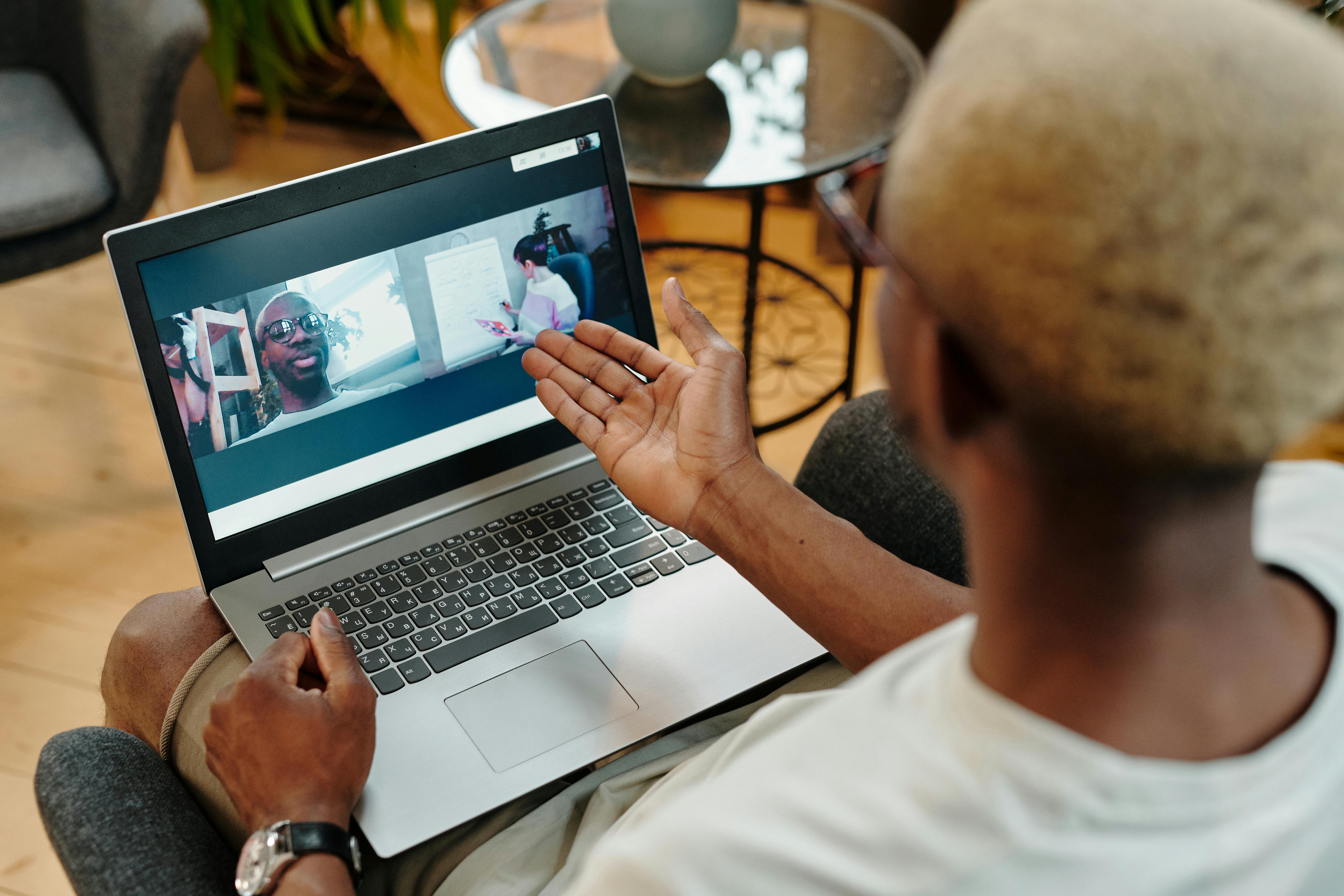 man on a video call