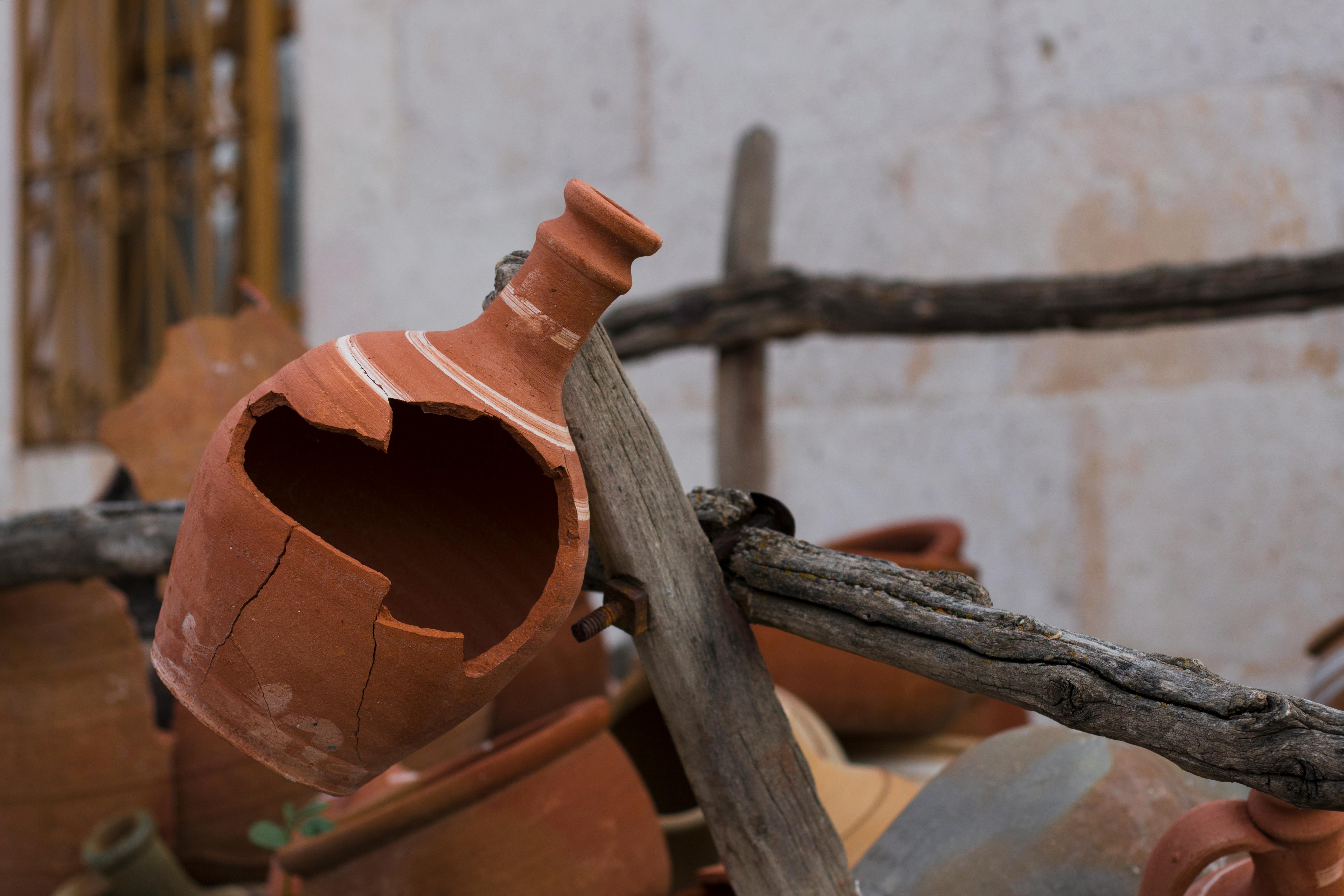 Free stock photo of broken pot jug pot