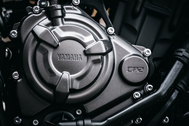 Close Up Shot Of A Yamaha Engine 