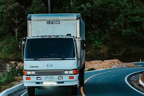 Free White Truck on Road Stock Photo