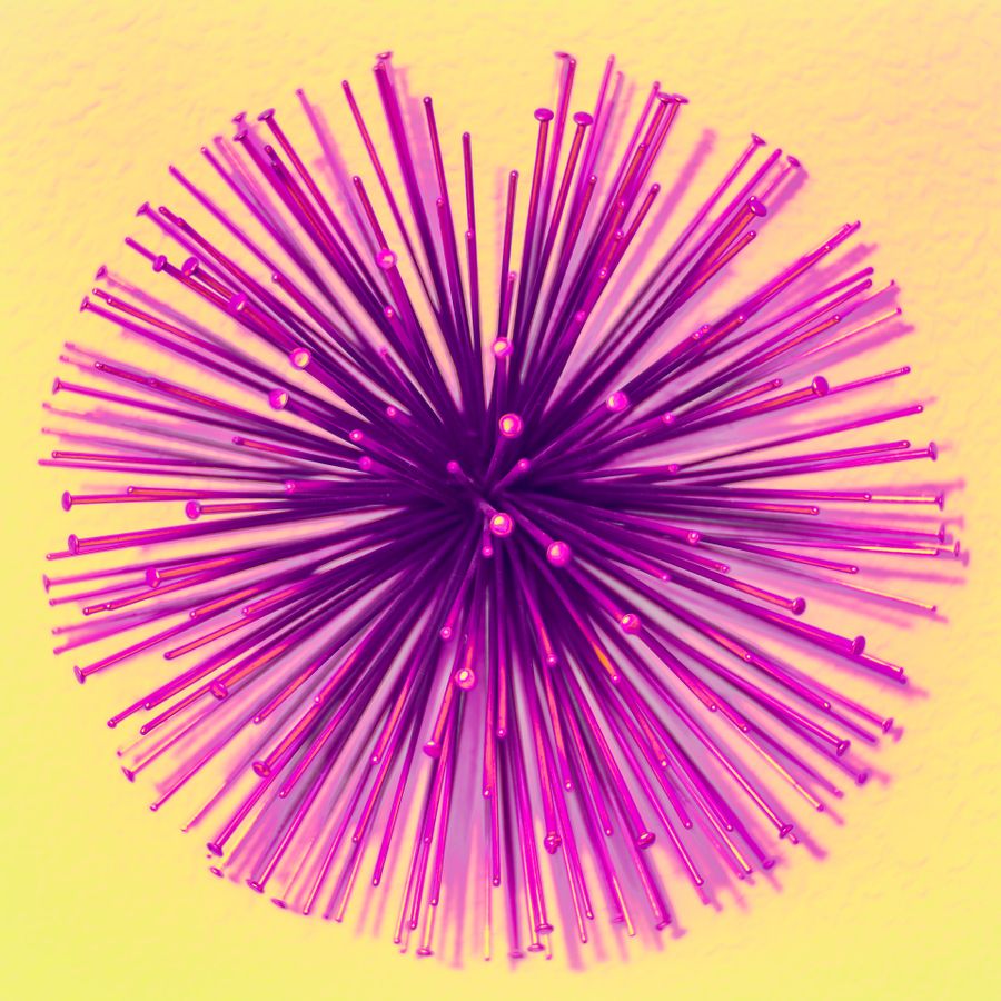 Vivid purple abstract installation forming a dense burst of colour — photo by Sven dalby on Pexels