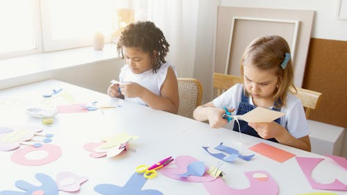 Free Two Kids Doing Some Artworks Stock Photo