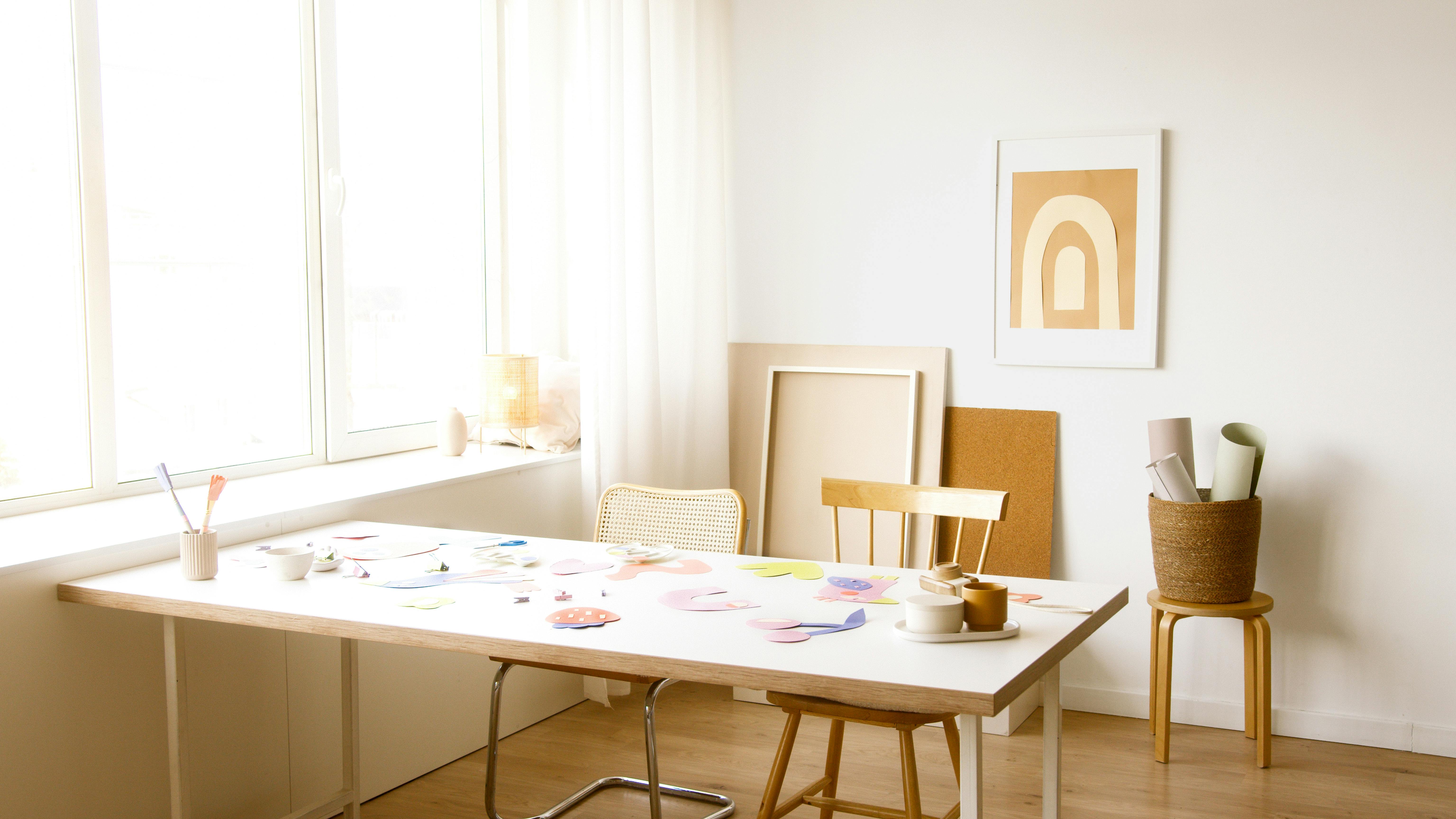 artworks on white table