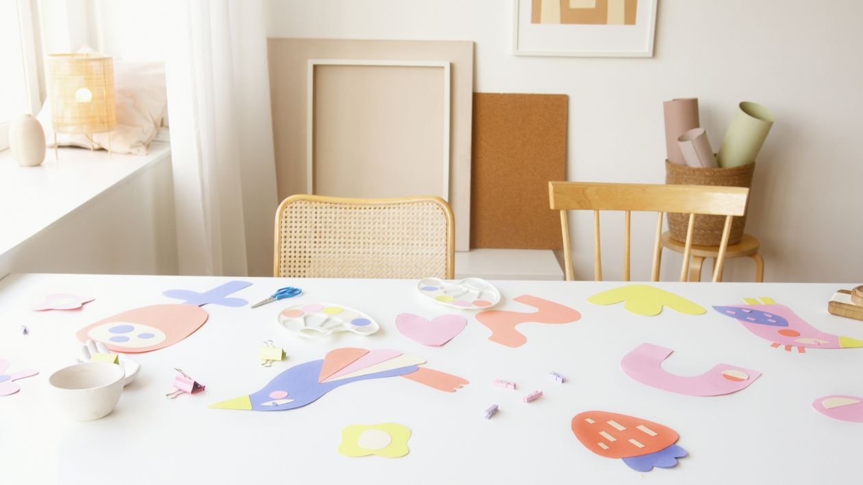 Colorfull Paper Table Colorful Artworks on White Table · Free Stock Photo