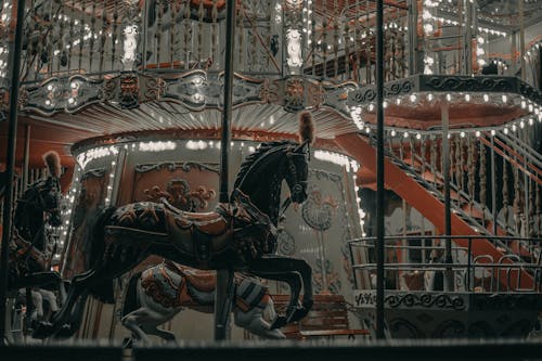 Close-up of Horses on a Carousel 