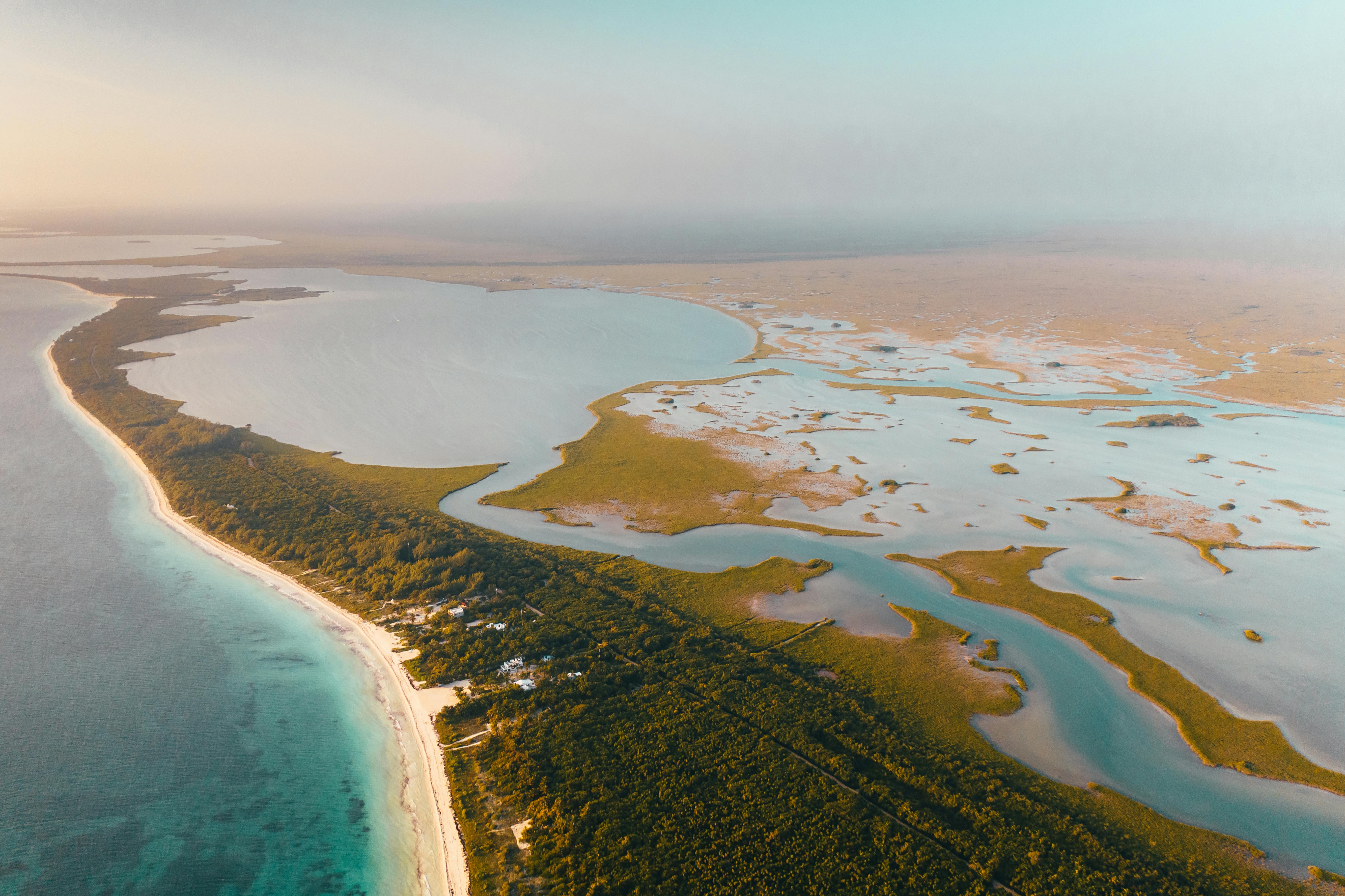 aerial view of body of water