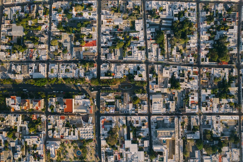 Vue aérienne de Mérida, Mexique avec son architecture et ses espaces verts