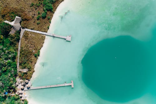 Free Aerial View of Green Body of Water Stock Photo