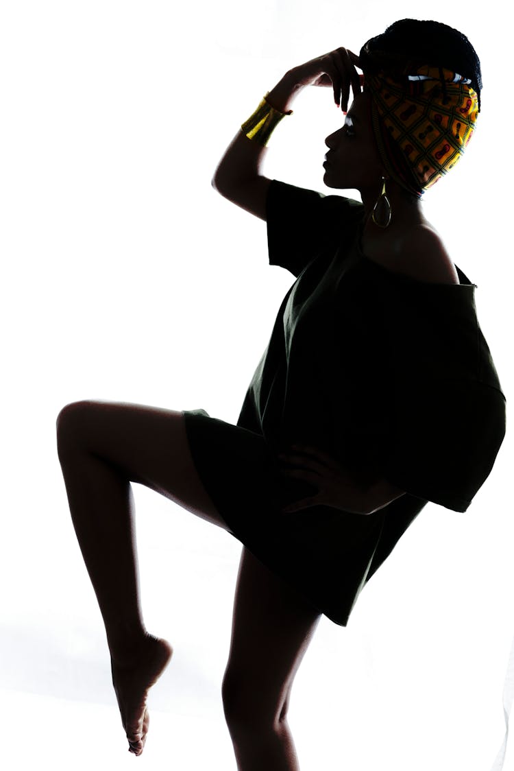 Woman Silhouette On White Background