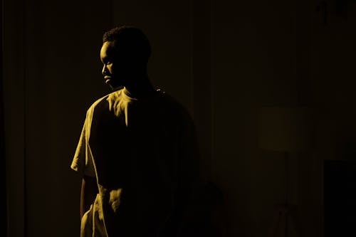 A Man Standing Beside the Lampshade