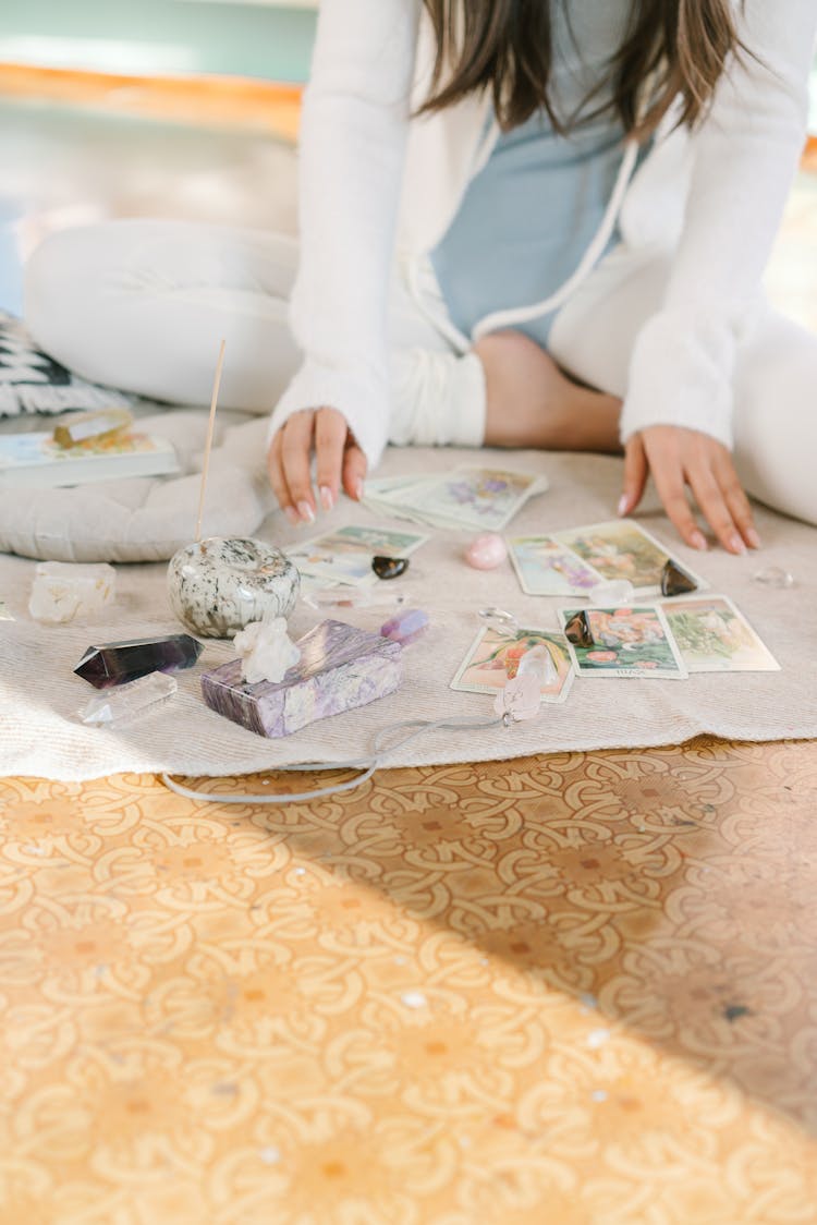 Cards And Minerals On The Floor