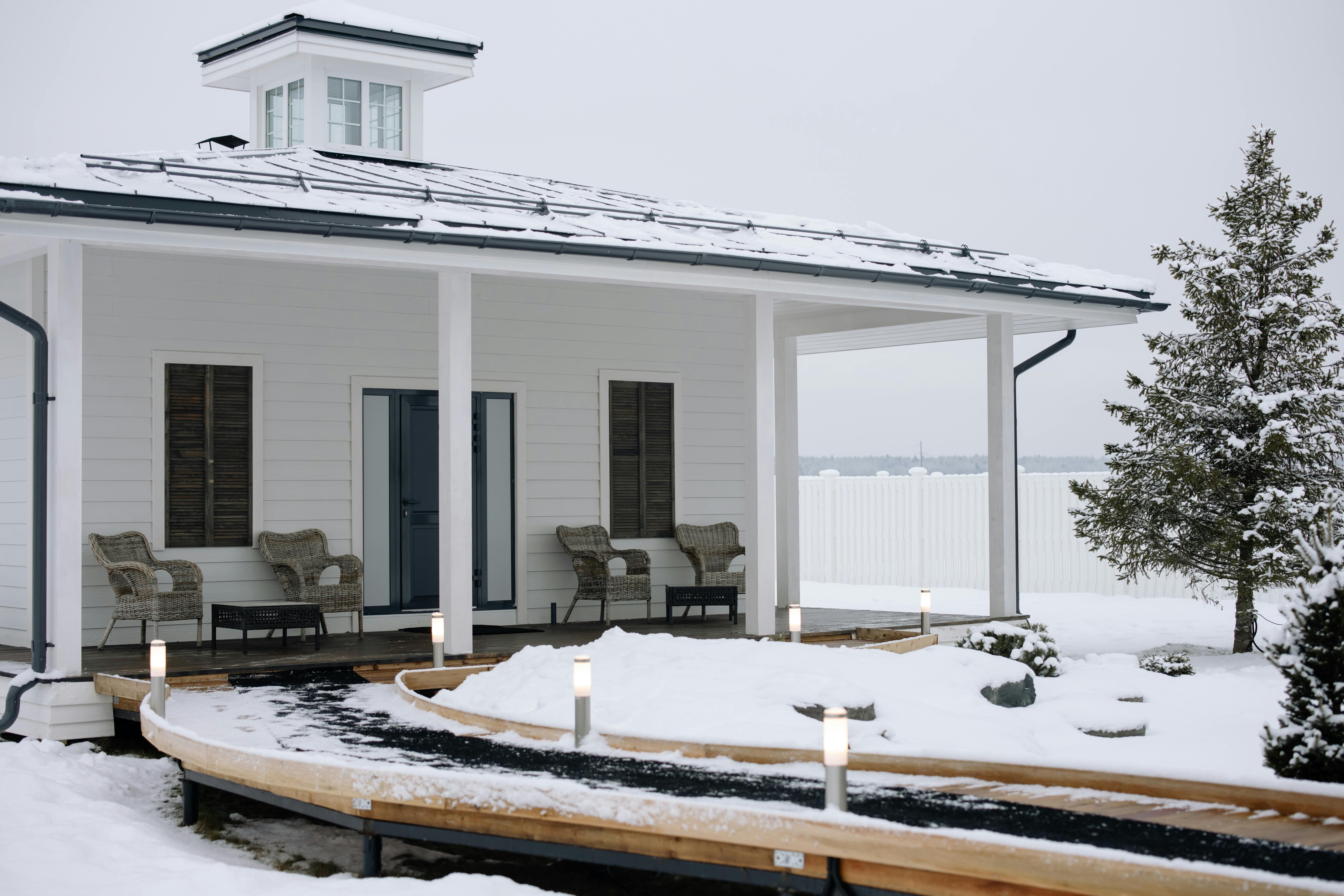 White House on Snow Covered Ground