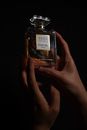 Person Holding Clear Glass Perfume Bottle