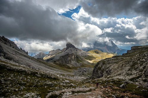 Scenic Rock Mountains against Blue Sky