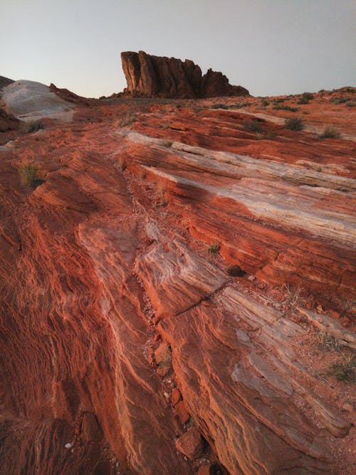 Brown Rock Formation Under Gray Sky