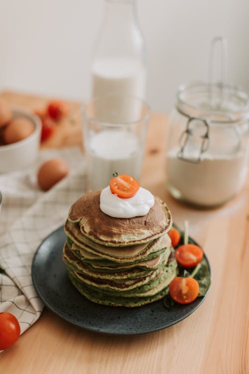 Free A Stack of Pancakes on a Plate Stock Photo