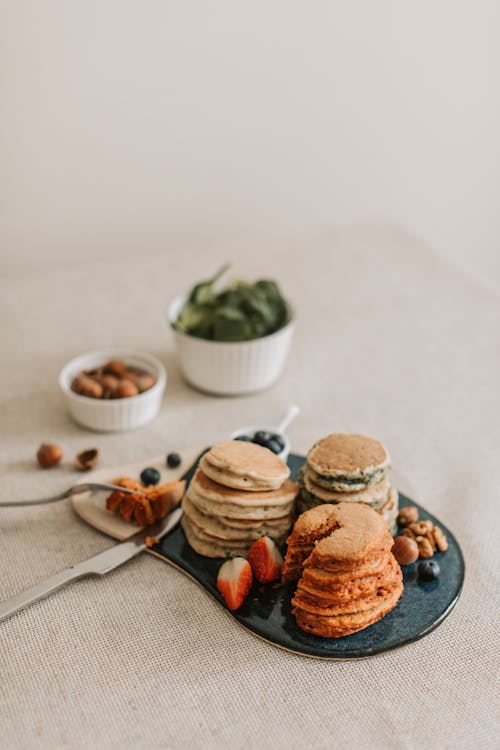 Free Photograph of Pancakes on a Black Surface Stock Photo