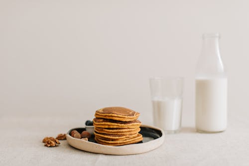 Free Pancakes on a Plate Stock Photo
