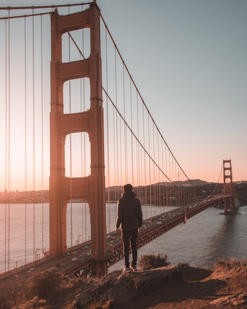 A Person Standing near the Golden Gate Bridge
