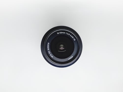 Black Camera Lens on White Background