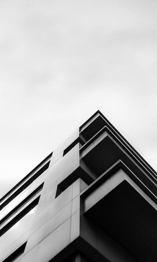 Základová fotografie zdarma na téma betonová stavba, černobílý, moderní architektura