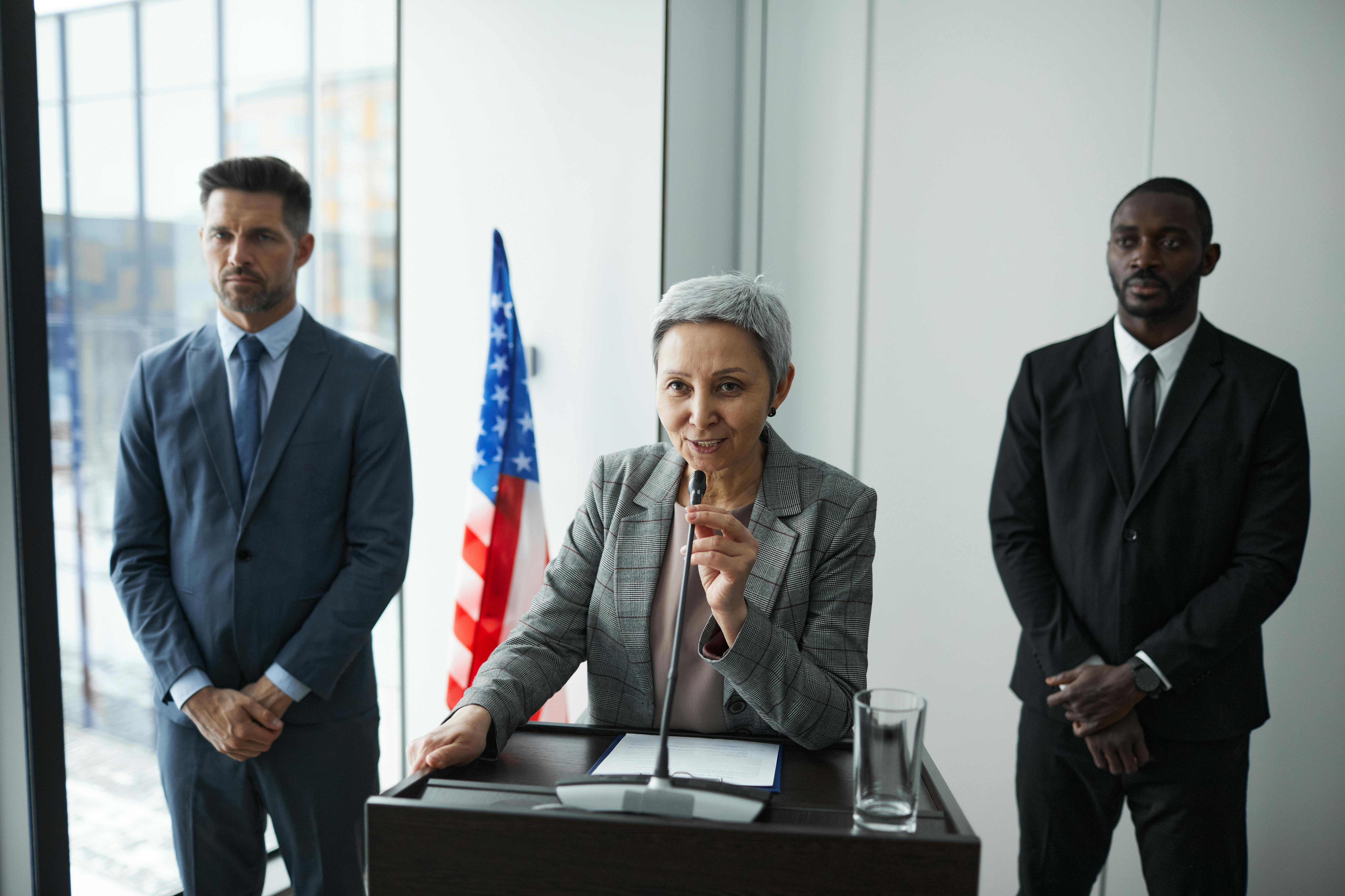 woman giving speech