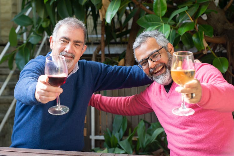 Men Drinking Wine Together