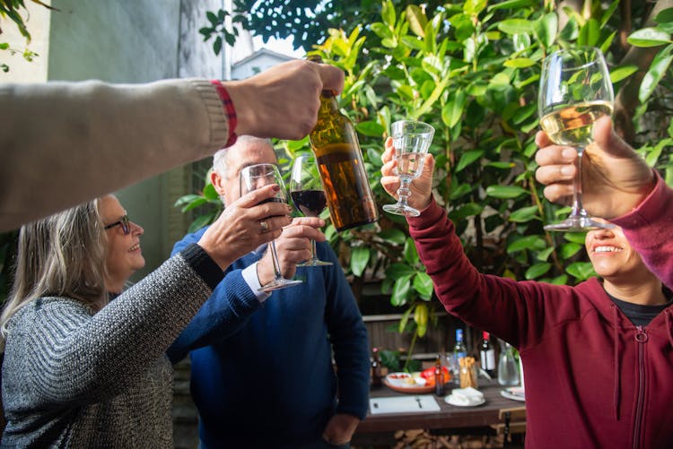 A Group Of Friends Clinking Glasses