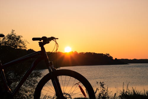Silhouette of a Bicycle During Sunset
