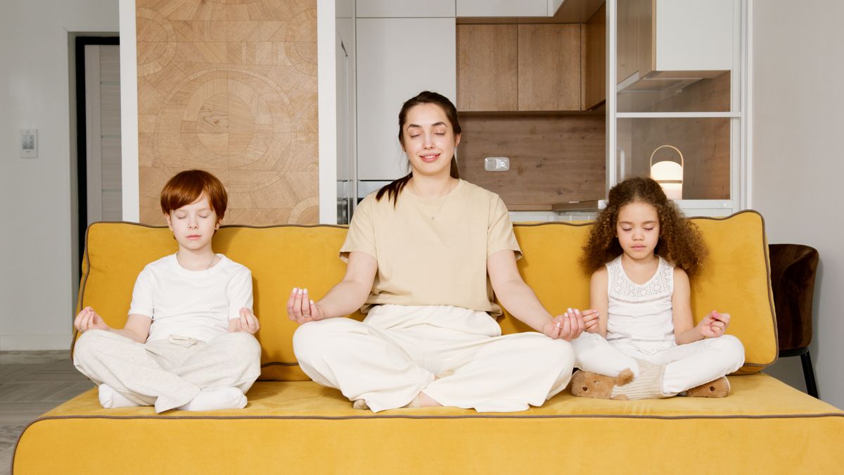 Family practicing wellness together