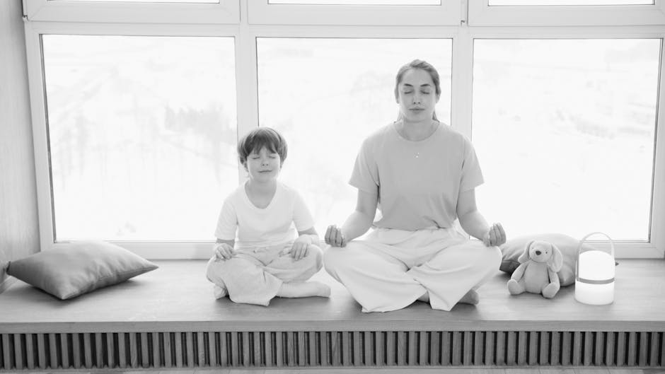child practicing deep breathing with parent - emotion coaching phrases for parents