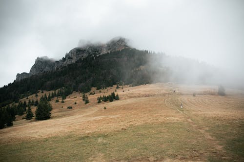 View of a Mountain with Fog