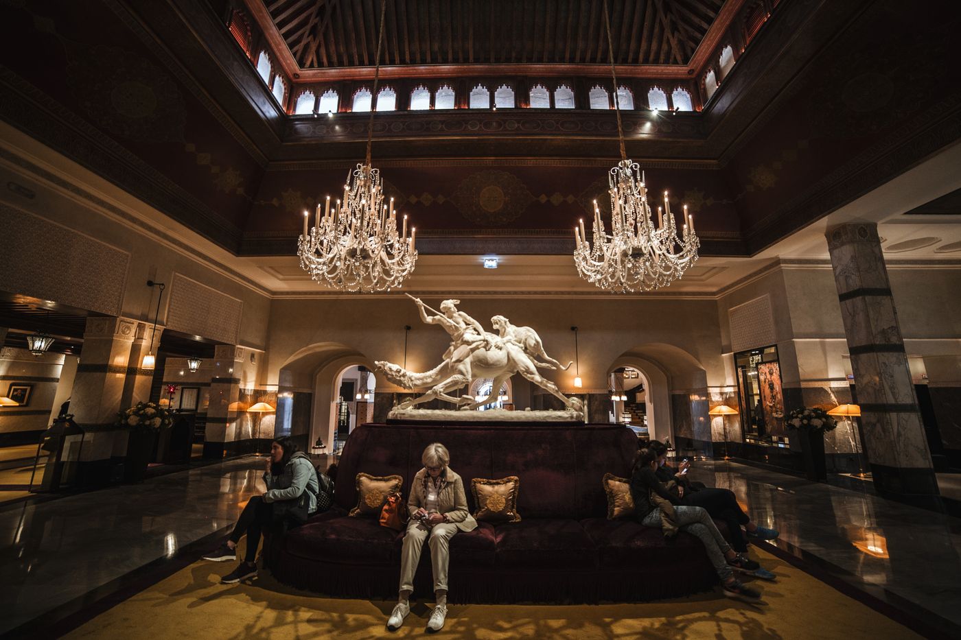 A spacious luxury hotel lobby interior