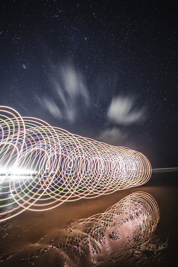 Abstract Circles With Night Sky In Background