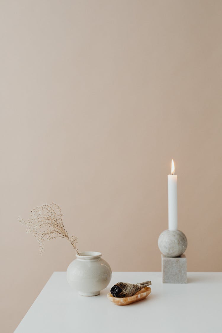 Simple Decorations And A Burning Incense