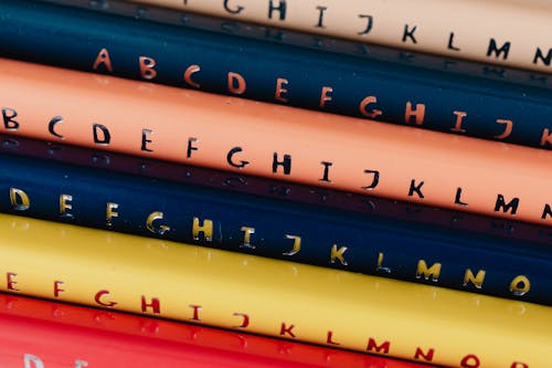 Free Close-up of Colorful Book Bindings  Stock Photo