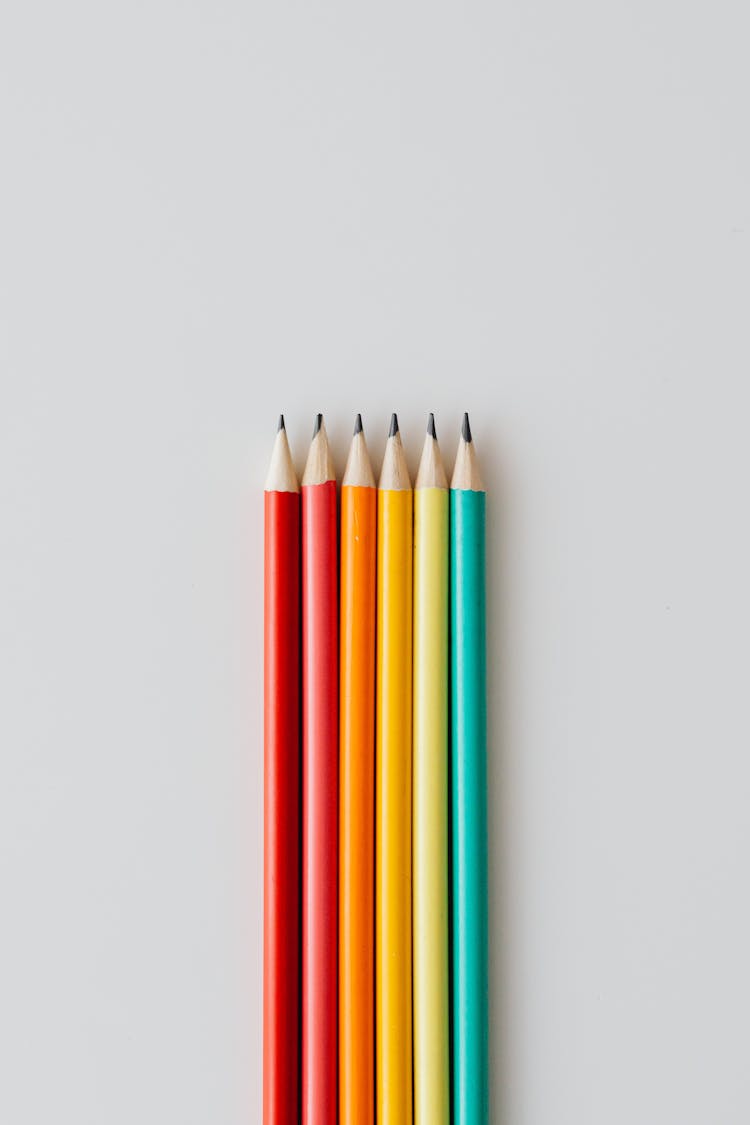 Colorful Pencils On White Background 