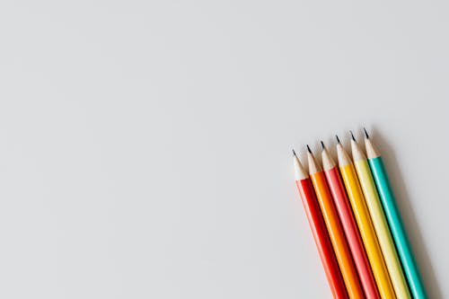 Free Close-up of Colored Pencils in White Surface Stock Photo