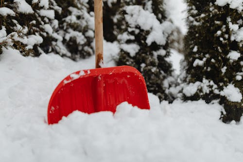 Darmowe zdjęcie z galerii z czerwona łopata do śniegu, łopata do śniegu, mróz