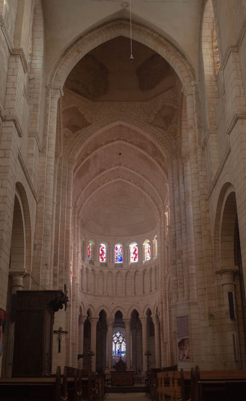 Free Interior Design of Note Dame Church in France Stock Photo