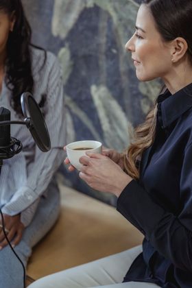 Two teachers recording at the practice table — photo by George Milton on Pexels