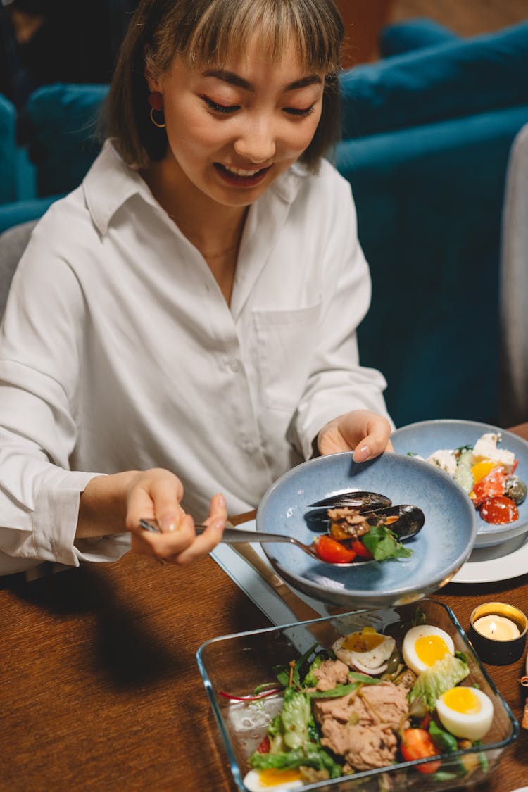 Woman Getting Food