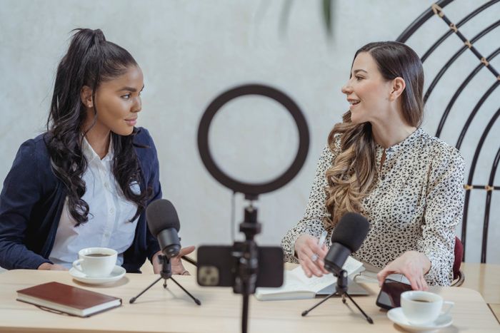 Athlete sharing their story on podcast