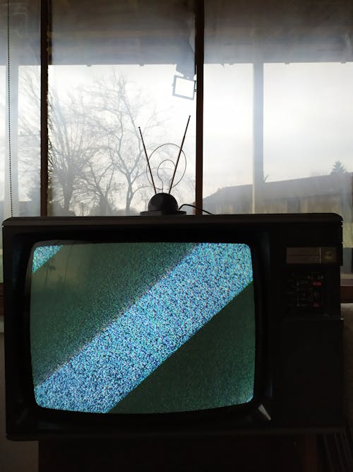 Free Screen Monitor of an Old Television Set Stock Photo