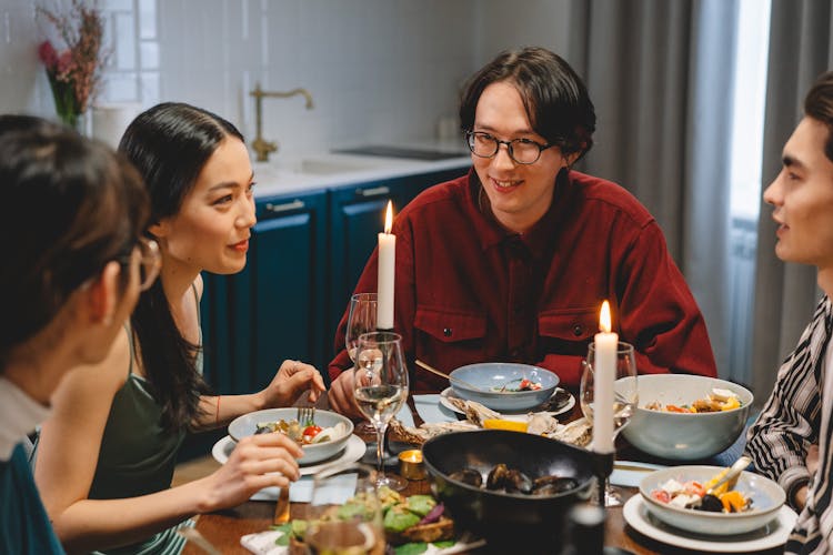 A People Having Dinner Together 